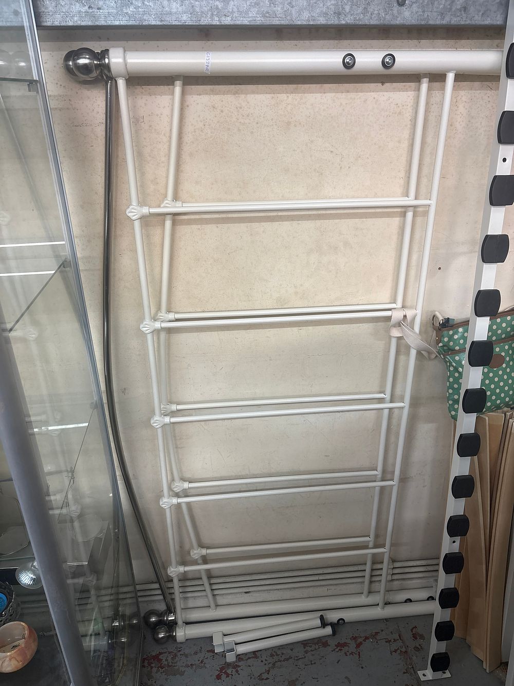 Lot 387: A White Powder Coated Metal Bed Frame with Arched Headboard and Wooden Slats
