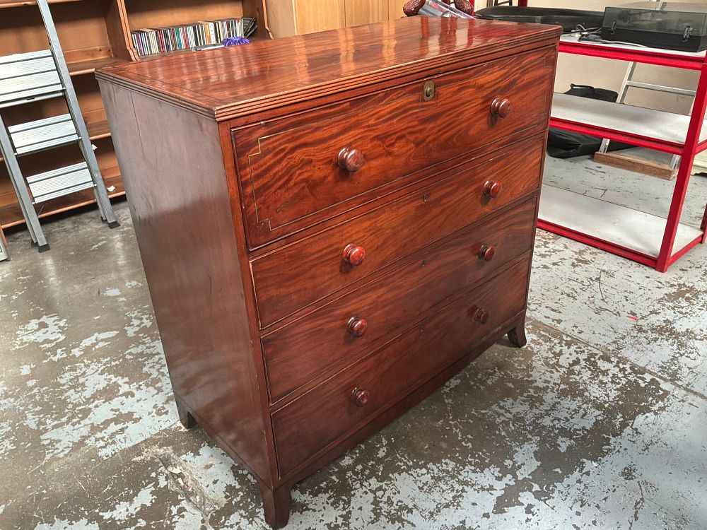 Lot 393: A Georgian Style Mahogany Secretaire Chest of Drawers