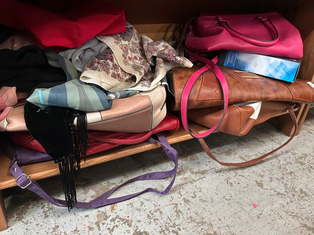 Lot 405: A Collection of Ladies Handbags and Fashion Scarves Including Lacie K. and P.A. G.I. Creazioni Examples
