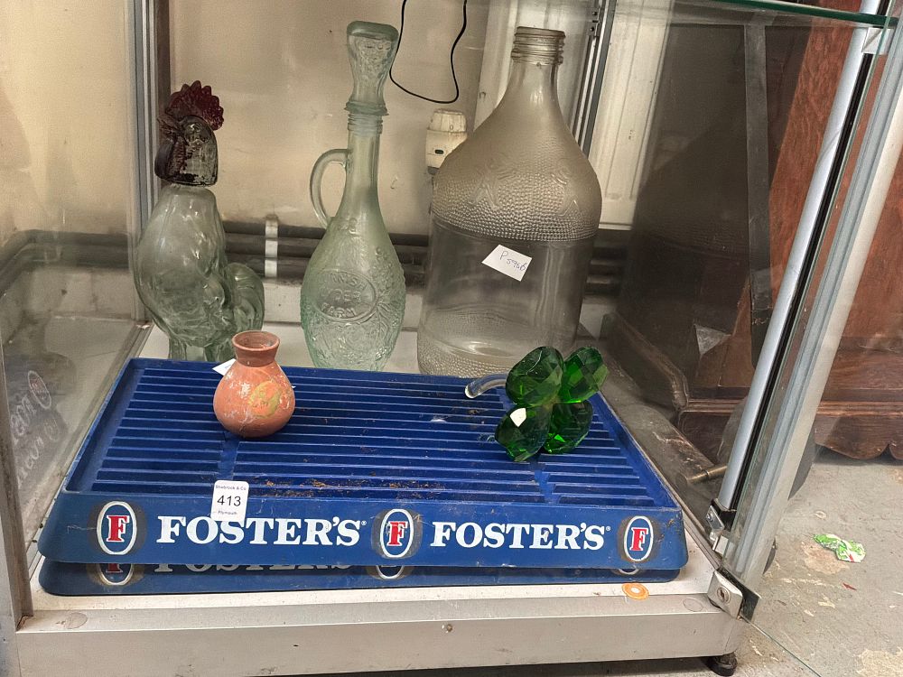 Lot 413: A Collection of Breweriana and Glassware including Foster's Bar Drip Trays