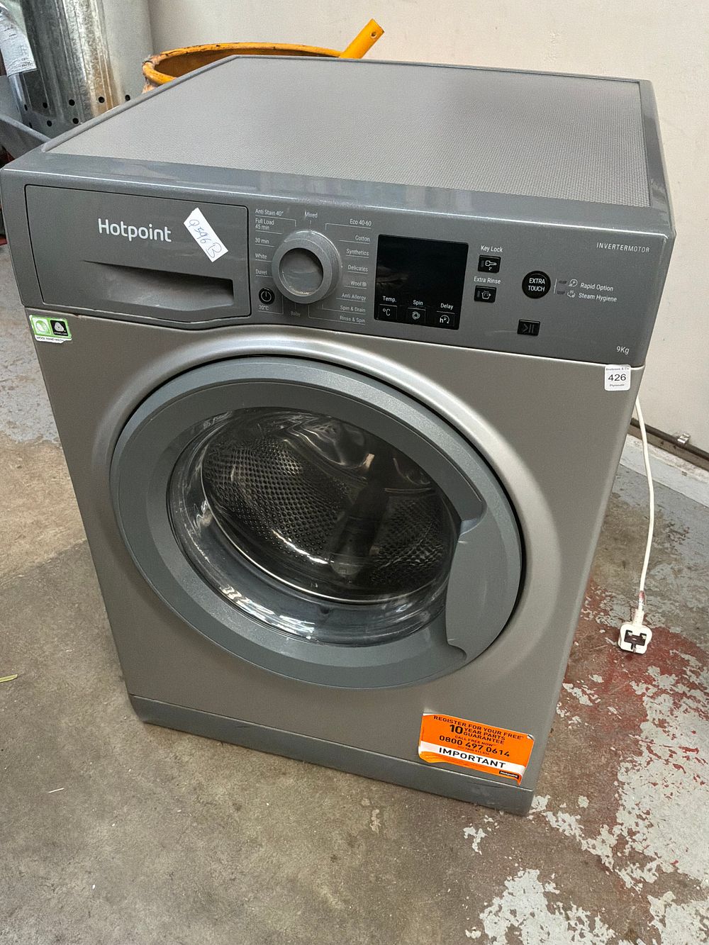 Lot 426: A Hotpoint Inverter Motor 9kg Front Loading Washing Machine