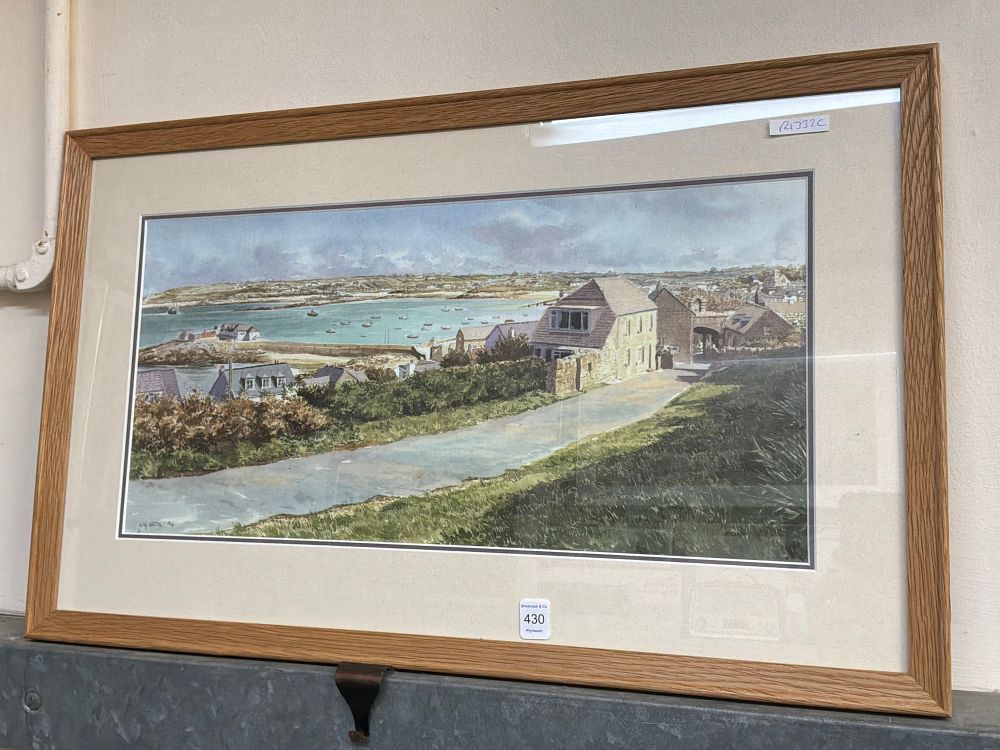 Lot 430: A C.N. Smith Coastal Landscape Watercolor Dated 90 Framed