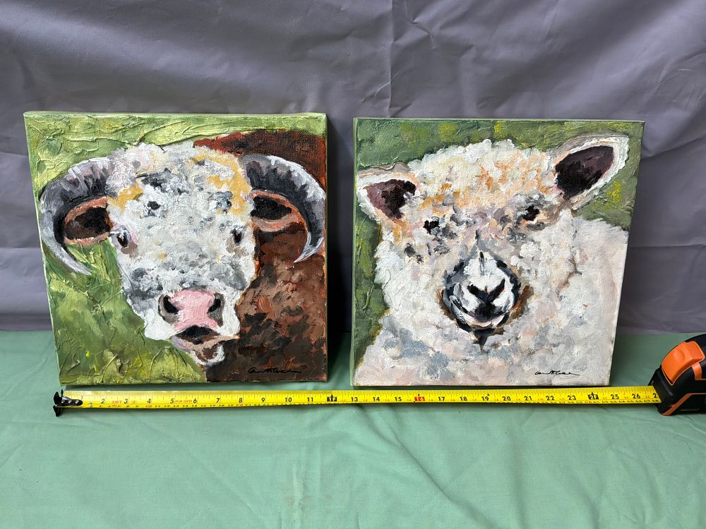 Lot 2: A Pair of Contemporary Signed Oil Impasto Animal Portraits