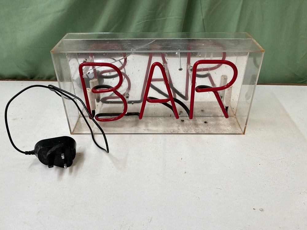 Lot 3: A Neon Bar Sign Housed in an Acrylic Display Case