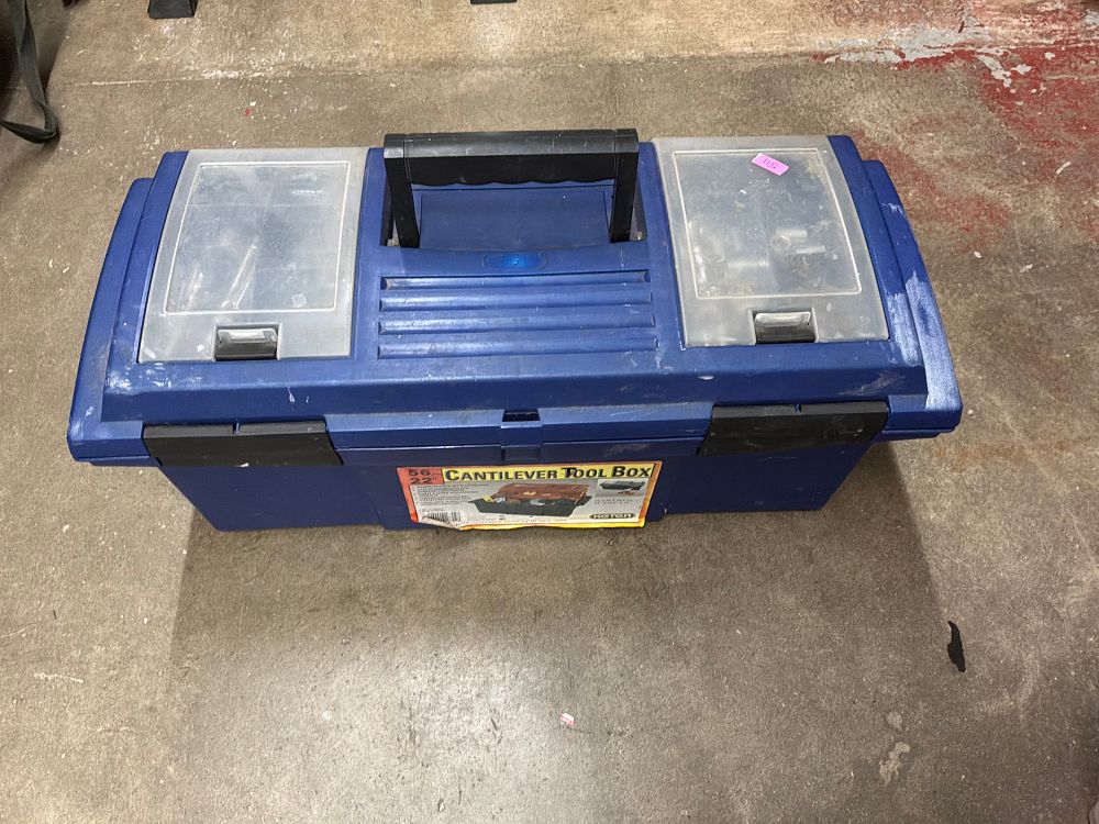 Lot 40: A Collection of Hand Tools Including Draper and Fisco Examples with a Keter Cantilever Tool Box