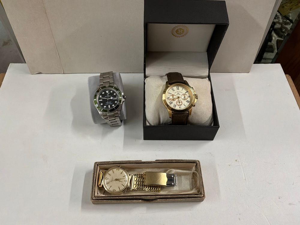 Lot 54: A Trio of Gentlemen's Wristwatches Including a Rolex style Submariner