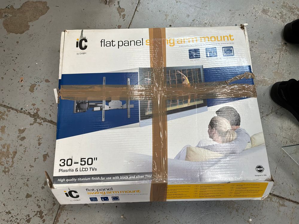 Lot 82: A Chief iC Titanium Finish Flat Panel Swing Arm Wall Mount for 30 to 50 Inch Televisions