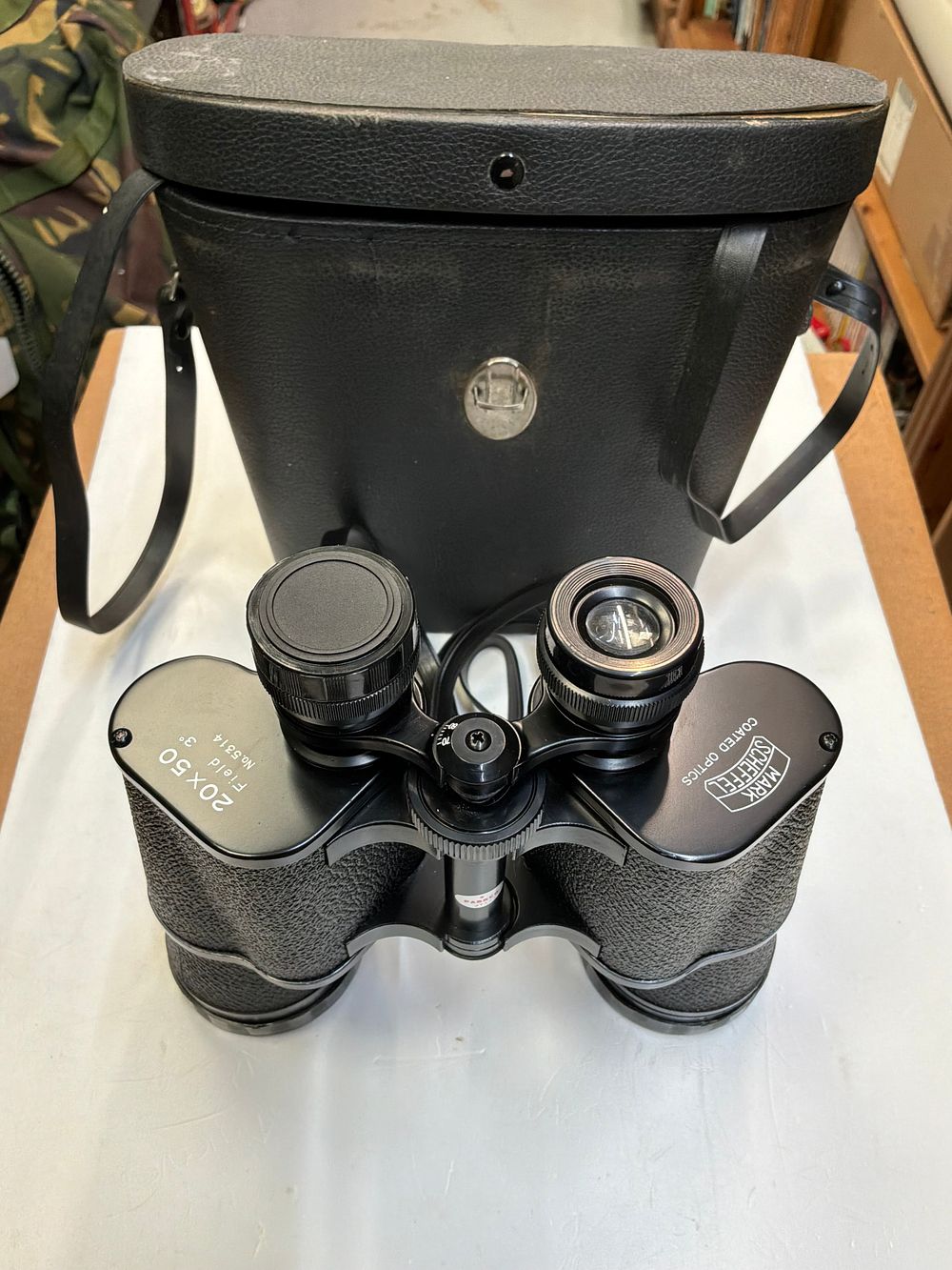 Lot 117: A Pair of Mark Scheffel 20 x 50 Porro Prism Binoculars in Case