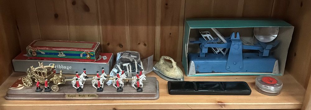 Lot 133: A Collection of Vintage Toys and Games including a Die-cast Royal State Coach