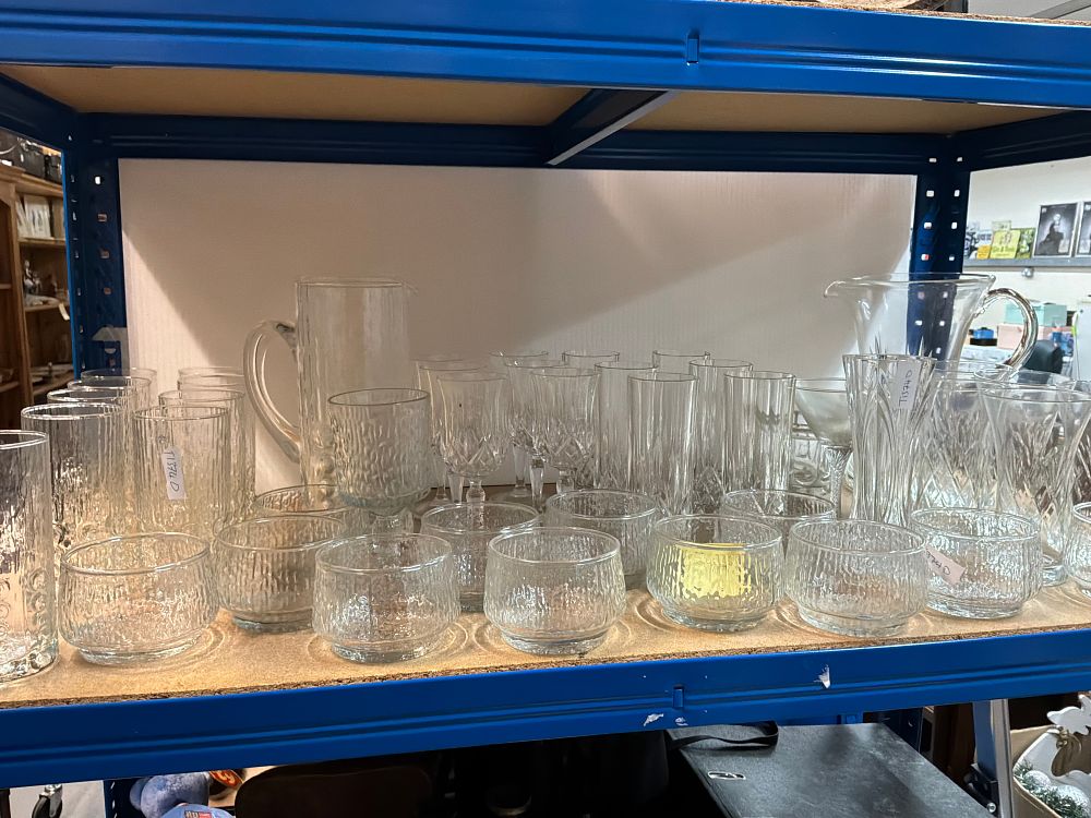 Lot 156: A Collection of Textured and Cut Clear Glass Tablewares