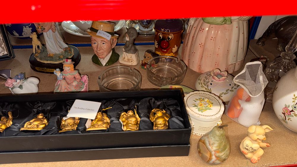 Lot 164: A Collection of Decorative Ornaments and Leisure Items Including a Set of Six Buddha Figures