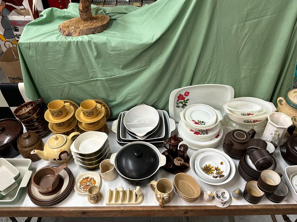 Lot 173: A Collection of Vintage British and European Domestic Ceramics including Hornsea and Denby Examples