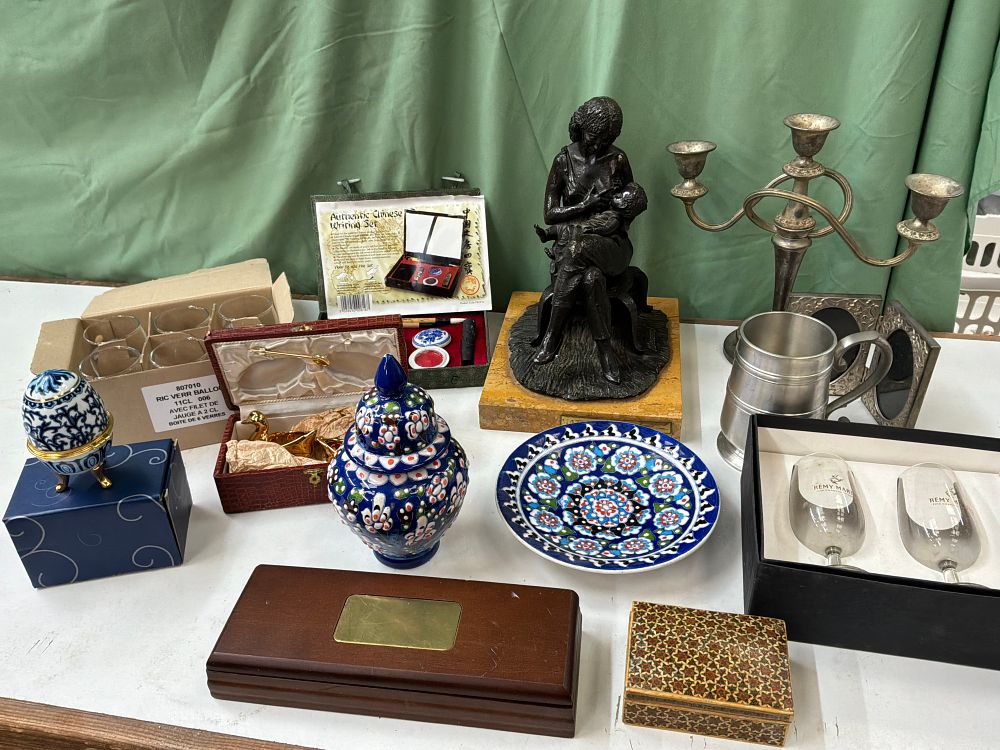 Lot 184: A Collection of Decorative Objects and Collectibles Including Ricard and Remy Martin Glassware