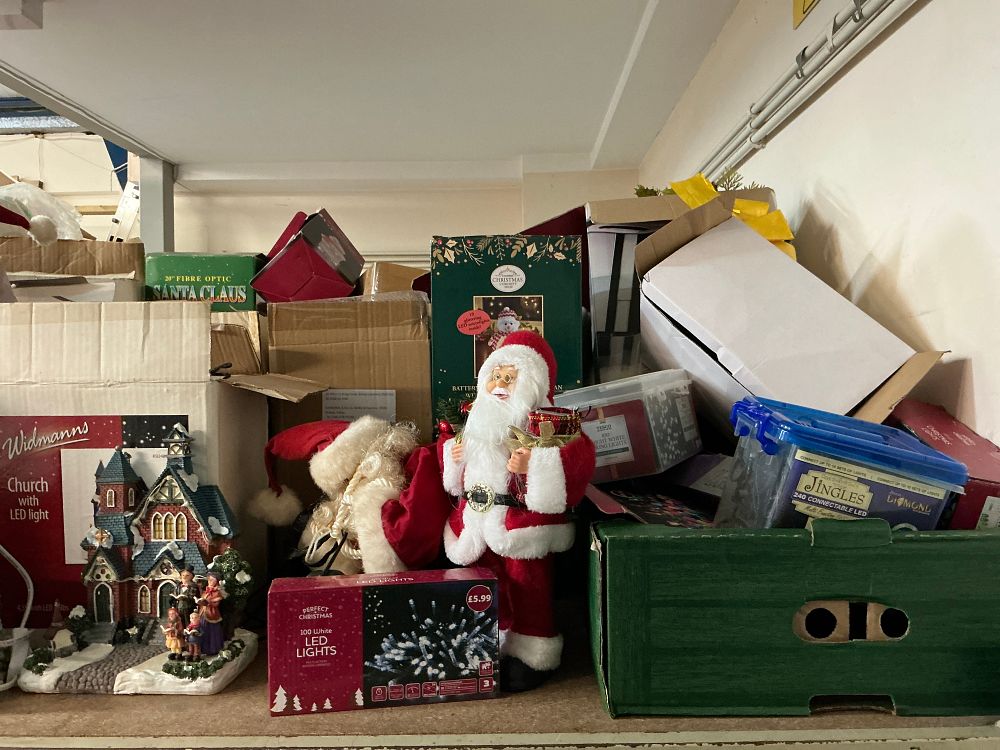 Lot 223: A Collection of Christmas Decorations and Seasonal Lighting Including Premier and Widmanns Examples