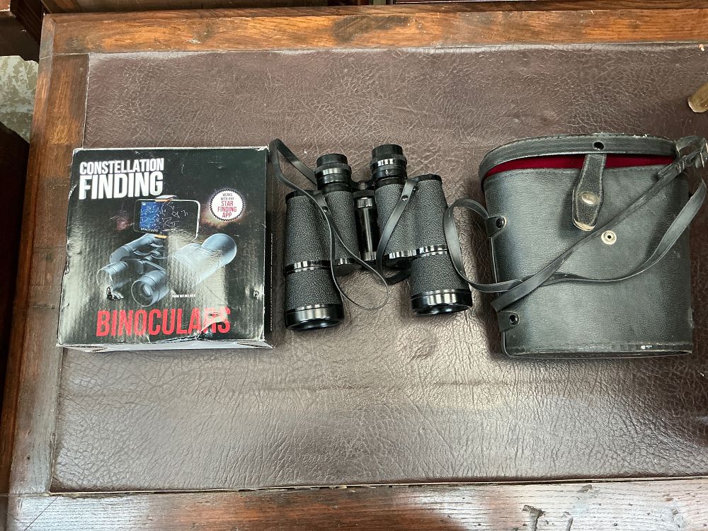 Lot 227: A Pair of Binoculars Including Regent 10x50 Examples and a Modern Constellation Set in Case