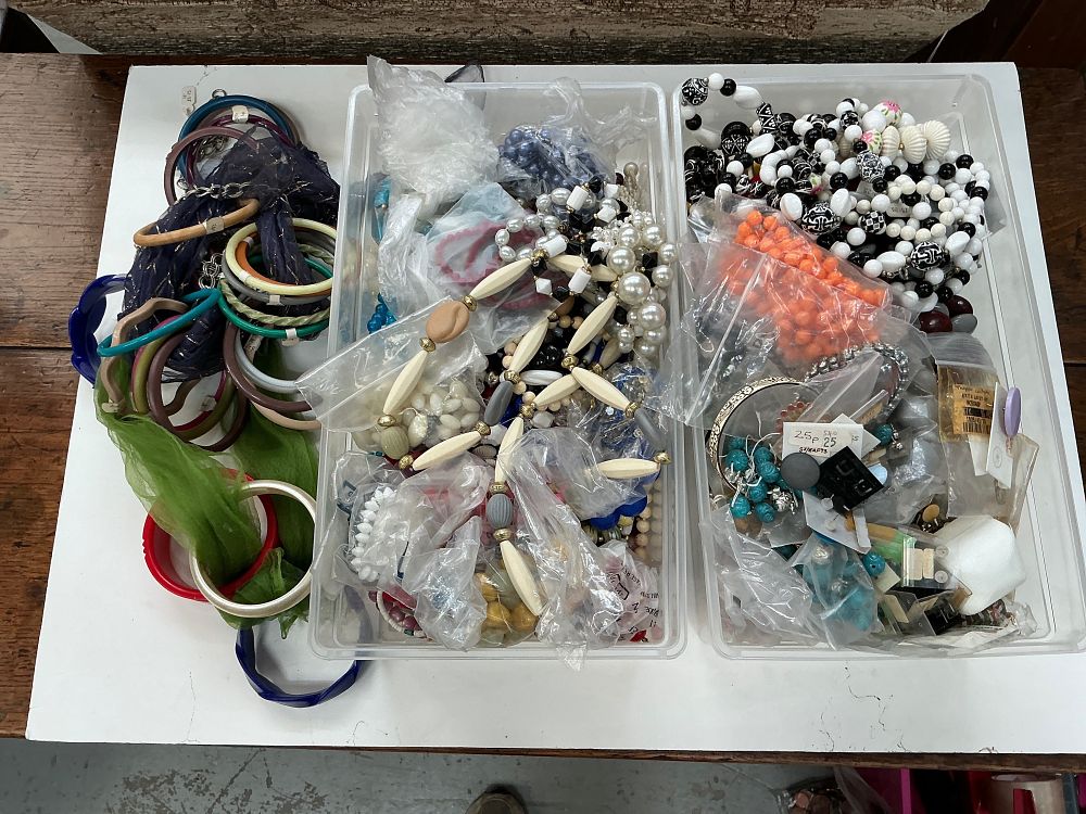 Lot 241: A Collection of Vintage Costume Jewellery Including Necklaces, Bangles, and Earrings