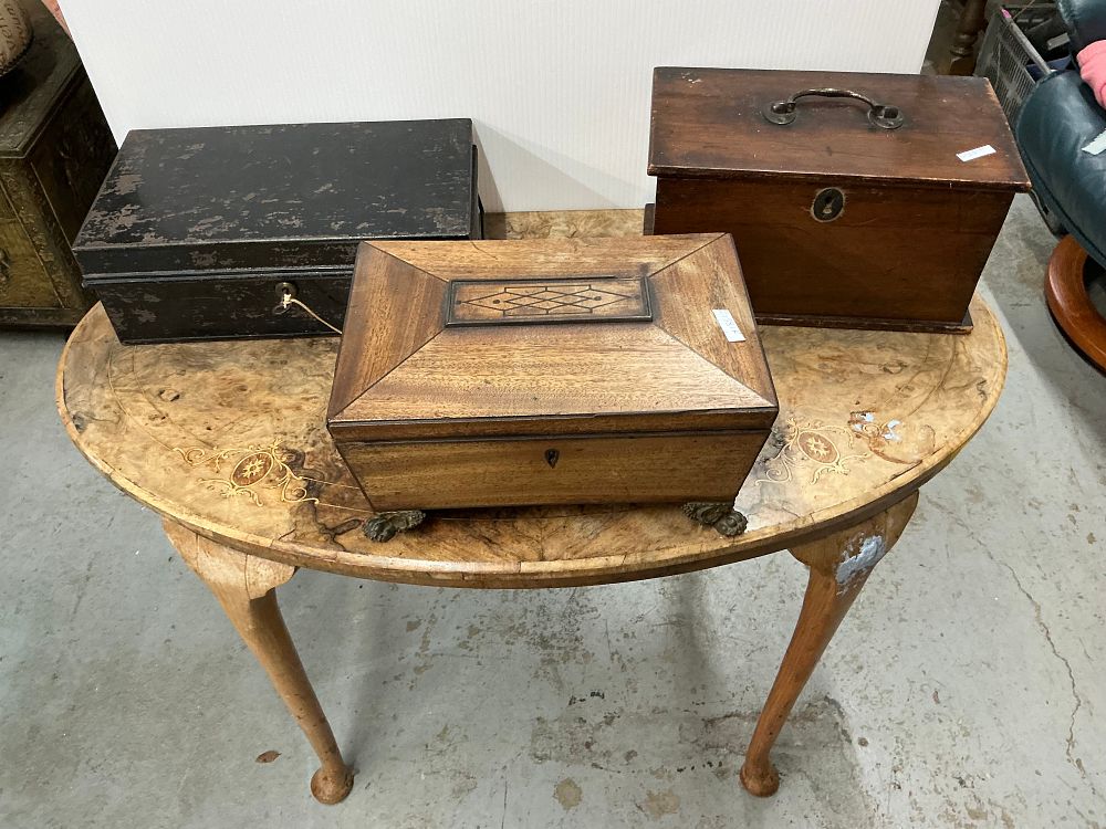 Lot 288: A Collection of Three Antique Mahogany and Metal Boxes