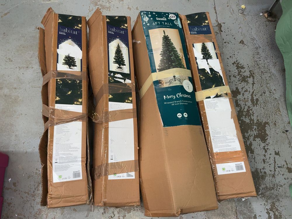 Lot 375: A Collection of Four Artificial Christmas Trees Including Habitat and Dunelm Examples