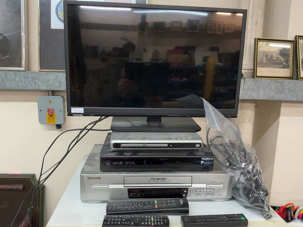 Lot 385: A Group of Household Electrical Items Including Toshiba Television and Humax Recorder