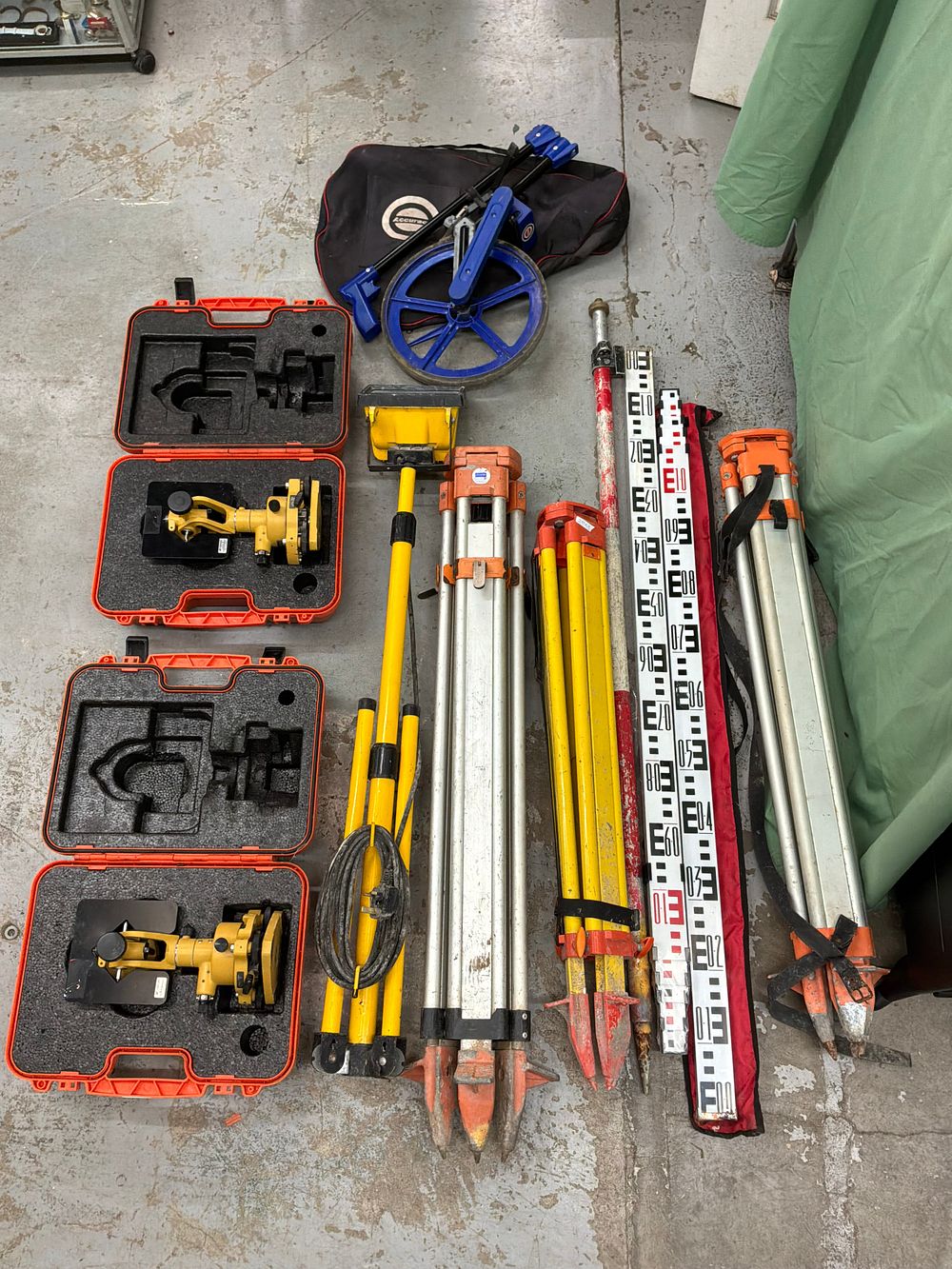 Lot 391: A Collection of Land Surveying Equipment Including Topcon Prism Sets