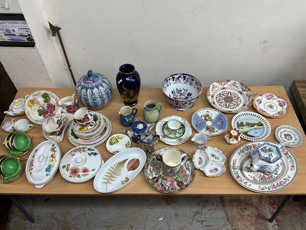 Lot 411: A Collection of British and Asian Ceramics Including Royal Worcester and Coalport Examples
