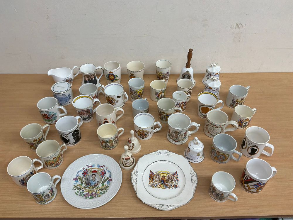 Lot 413: A Collection of British Royal Commemorative Ceramics Including Aynsley and Adams Examples