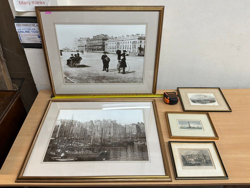 Lot 415: A Collection of Five Framed Topographical Prints and Photographs of Plymouth and the Surrounding Area