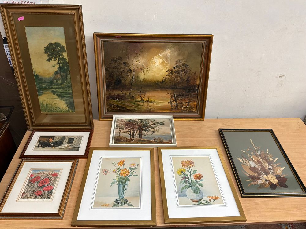Lot 418: A Collection of Framed Pictures and Prints Including C. M. Whitehead and M. Parkes Examples