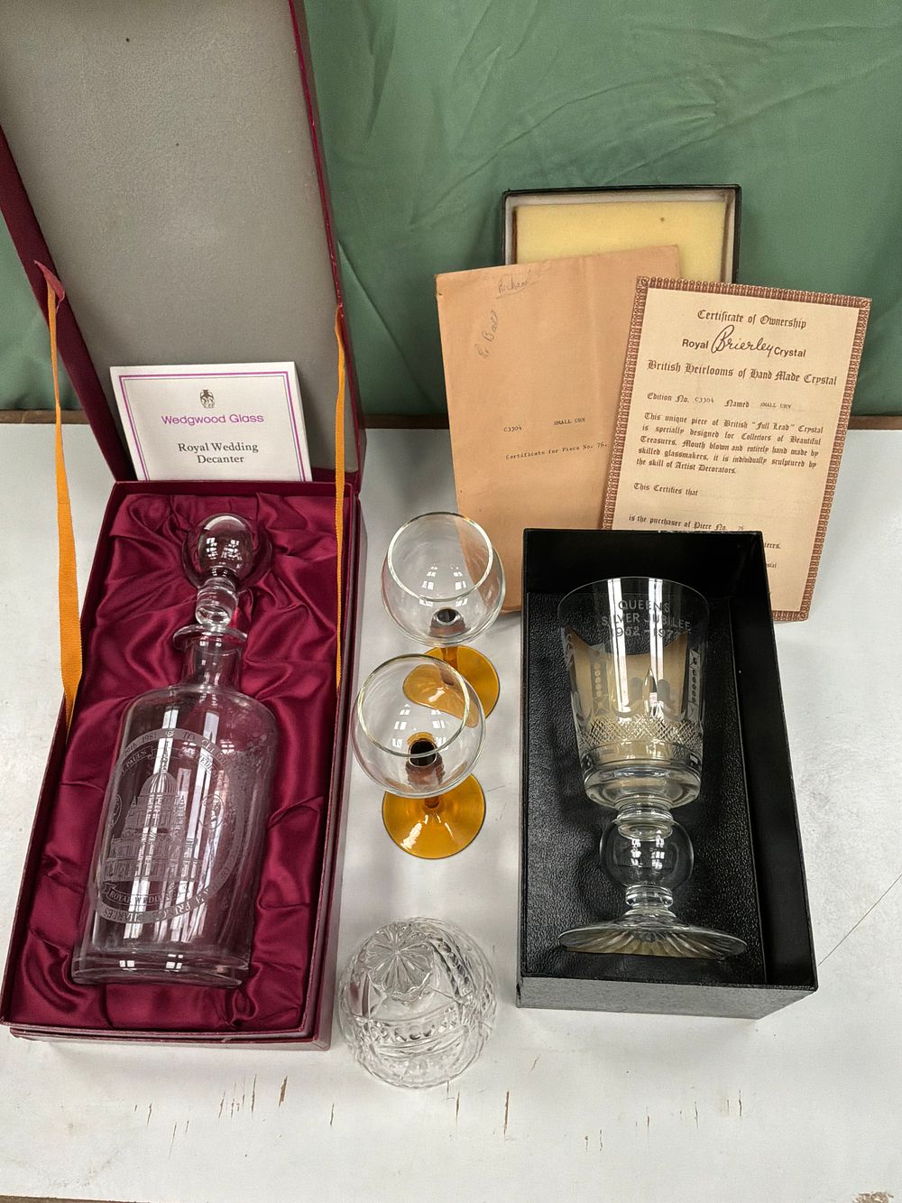 Lot 291: A Collection of British Commemorative and Decorative Glassware Including Wedgwood Glass and Royal Brierley Examples