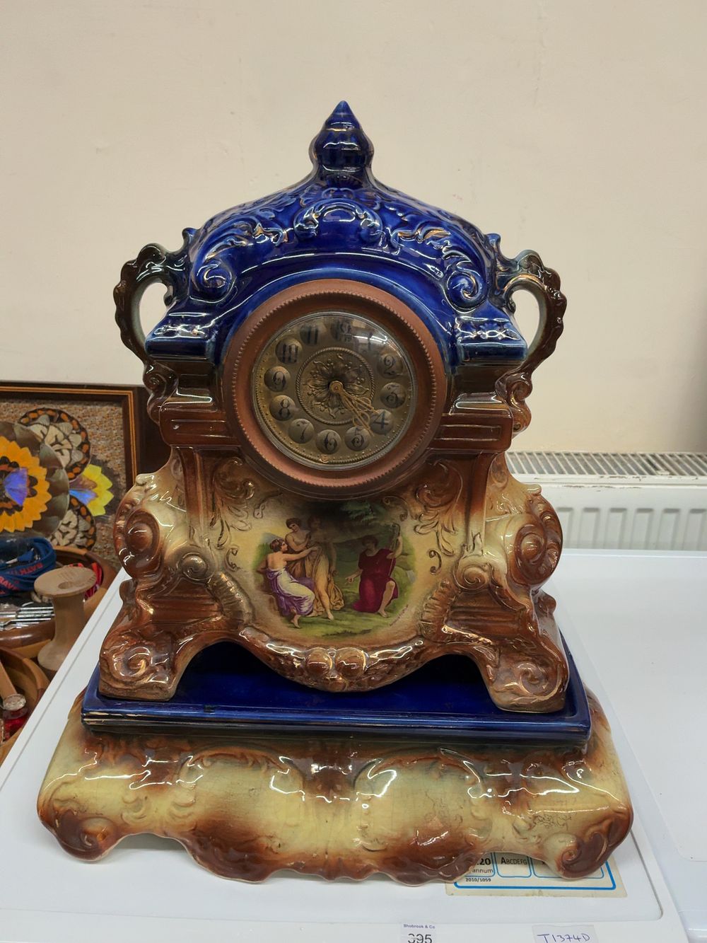 Lot 428: A Royal Doulton Burslem Ceramic Mantel Clock and Associated Stand