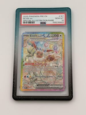 קלף פוקימון מדורג 10 של איבי - Eevee ex #167/131 (Prismatic Evolutions) מדורג PSA10. Eevee ex 