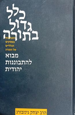 הרב יצחק גינזבורג - כלל גדול בתורה 
התבוננות בפסוקים הכללים של התורה. מבוא להתבוננות יהודית. 