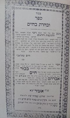 רבי חיים פאלאג'י - ובחרת בחיים. ספר ובחרת בחיים לרבי חיים פאלאג'י. 
סובב הולך על דברי רש"י על 