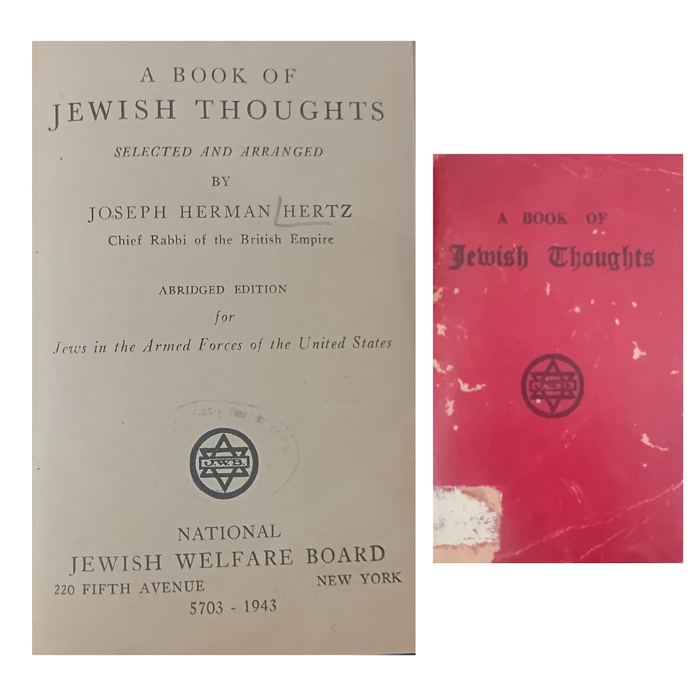 A Book of Jewish Thoughts – מהדורת חיילים מיוחדת, ניו יורק 1943 
שואה - ספרון כיס יהודי עבור 