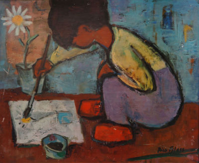 ריקו בלאס (1908-2002) - ילד מצייר - ריקו בלאס 
הדפס ממוסגר במסגרת עץ, ללא זכוכית 
מידות הציור 