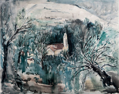 יוסף קוסונוגי (1908-1981) - עין כרם . יוסף קוסונוגי / עין כרם 
ליטוגרפיה של ציור משנת 55, 
חתומה 