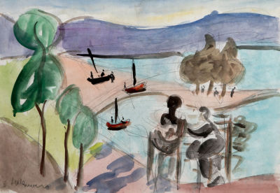 שמשון הולצמן (1907–1986) - נוף טבריה . שמשון הולצמן / נוף טבריה 
אקוורל על נייר, חתום וממוסגר 