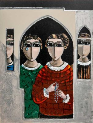 יוסל ברגנר (1920-2017) - דמויות בחלונות. יוסל ברגנר / דמויות בחלונות 
ליטוגרפיה חתומה AP 
ילדה עם 