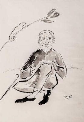 צילה נימן (1911 - 1977) - דמות תימני . צילה נימן / דמות תימני 
רישום על נייר, 
דמות תימני מבוגר 