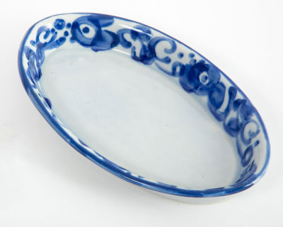 לפיד - תבנית קרמיקה אובאלית, דגם ערבסק. 14/22 ס"מ, גובה 2.5 ס"מ