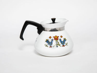 Corning - קומקום קפה, דגם Country Festival. קומקום קפה מקסים, מעוטר בשתי ציפורים כחולות, 
דגם מבוקש 