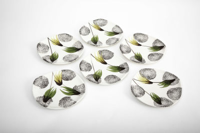 קדר - 6 צלחות עוגה . 17/17 ס"מ