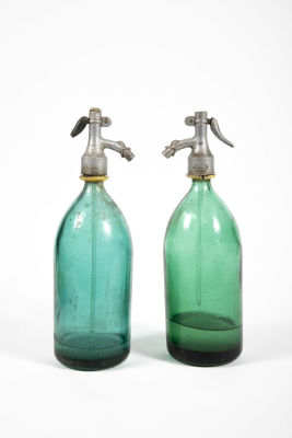 Prodcoop Sibiu רומניה - שני סיפונים מזכוכית בגווני ירוק - טורקיז. חתומים, תוצרת Prodcoop Sibiu 