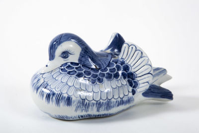 ברווז מנדרין מפורצלן תאילנדי, בכחול לבן. פסלון קרמיקה יפהפה, 
מצב מושלם בצבעי כחול לבן. 
גודל 