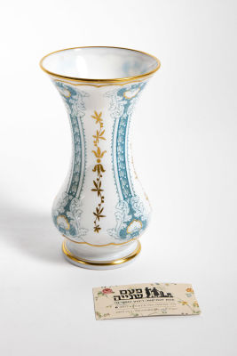 אגרטל. ואזה אופלין דו שכבתית 
איור ידני בטורקיז וזהב 
מצב מצוים 
מידות - 22/12 ס"מ