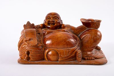 בודהא צוחק, גילוף עץ כבד. 23x12x12 ס"מ