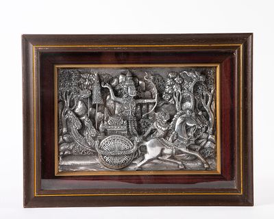 תבליט מתכת ממוסגר, סצינה מהמיתולוגיה התאילנדית