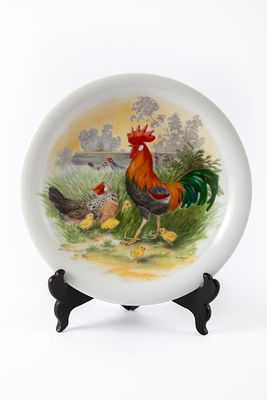 צלחת קישוט תרנגולים - 1986-1993 Bareuther Bavaria. קוטר 20 ס"מ