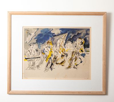 יצחק קלסקי שלהבת - נגנים - ליטוגרפיה