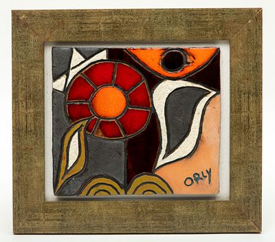 תמונת קרמיקה - פרח. חתום Orly 
מידות 27x31 ס"מ